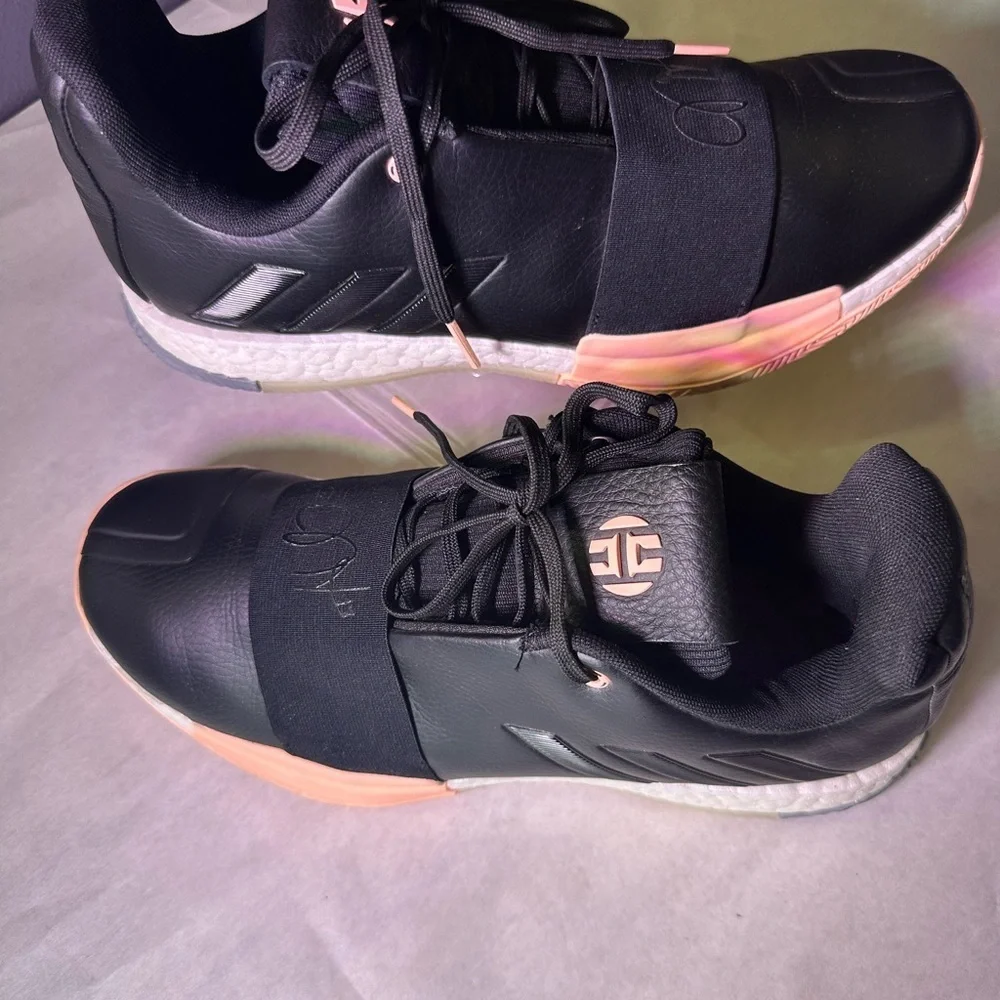 Adidas Black and Peach Athletic Shoes